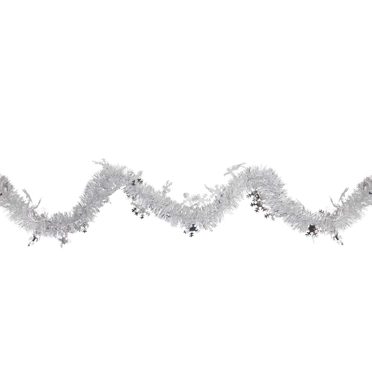 50' X 2" White And Silver Christmas Tinsel Garland With Snowflakes - Unlit - Image 4