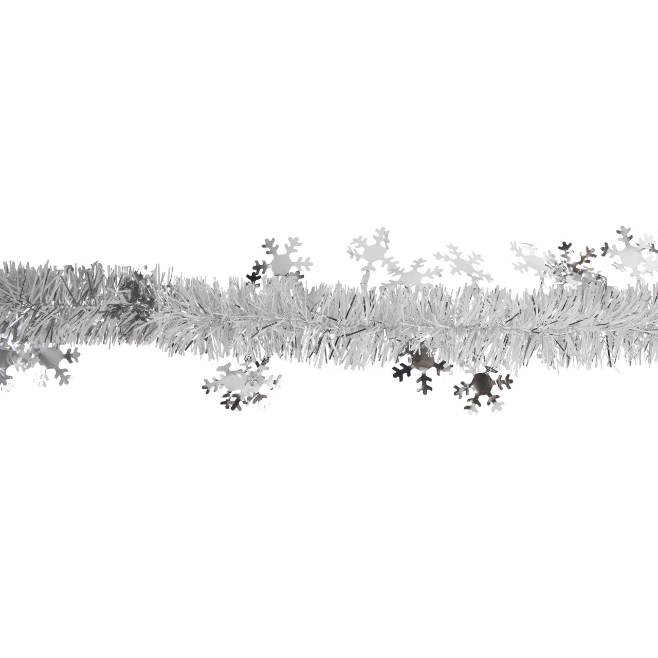 50' X 2" White And Silver Christmas Tinsel Garland With Snowflakes - Unlit - Image 3