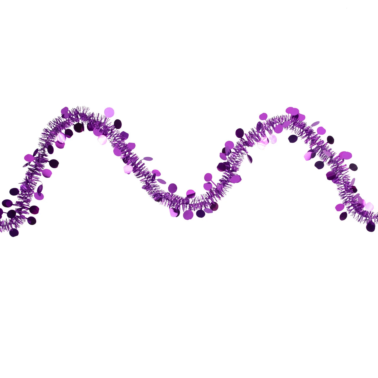 50' X 1.5" Purple Tinsel Christmas Garland With Polka Dots - Unlit
