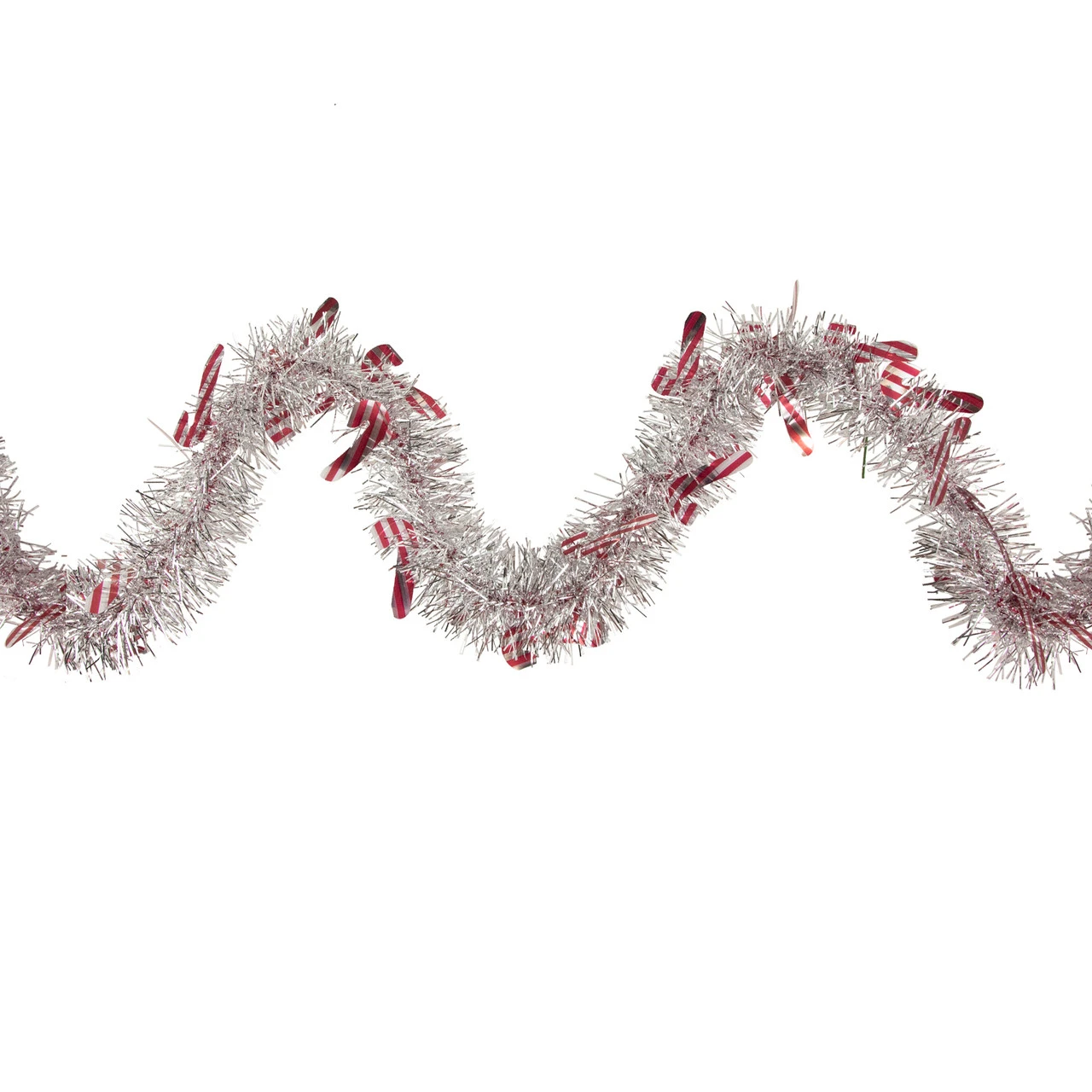 50' X 3" Silver Christmas Candy Cane Wrapped Tinsel Garland - Unlit