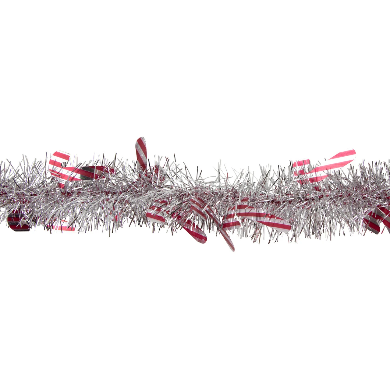 50' X 3" Silver Christmas Candy Cane Wrapped Tinsel Garland - Unlit - Image 3