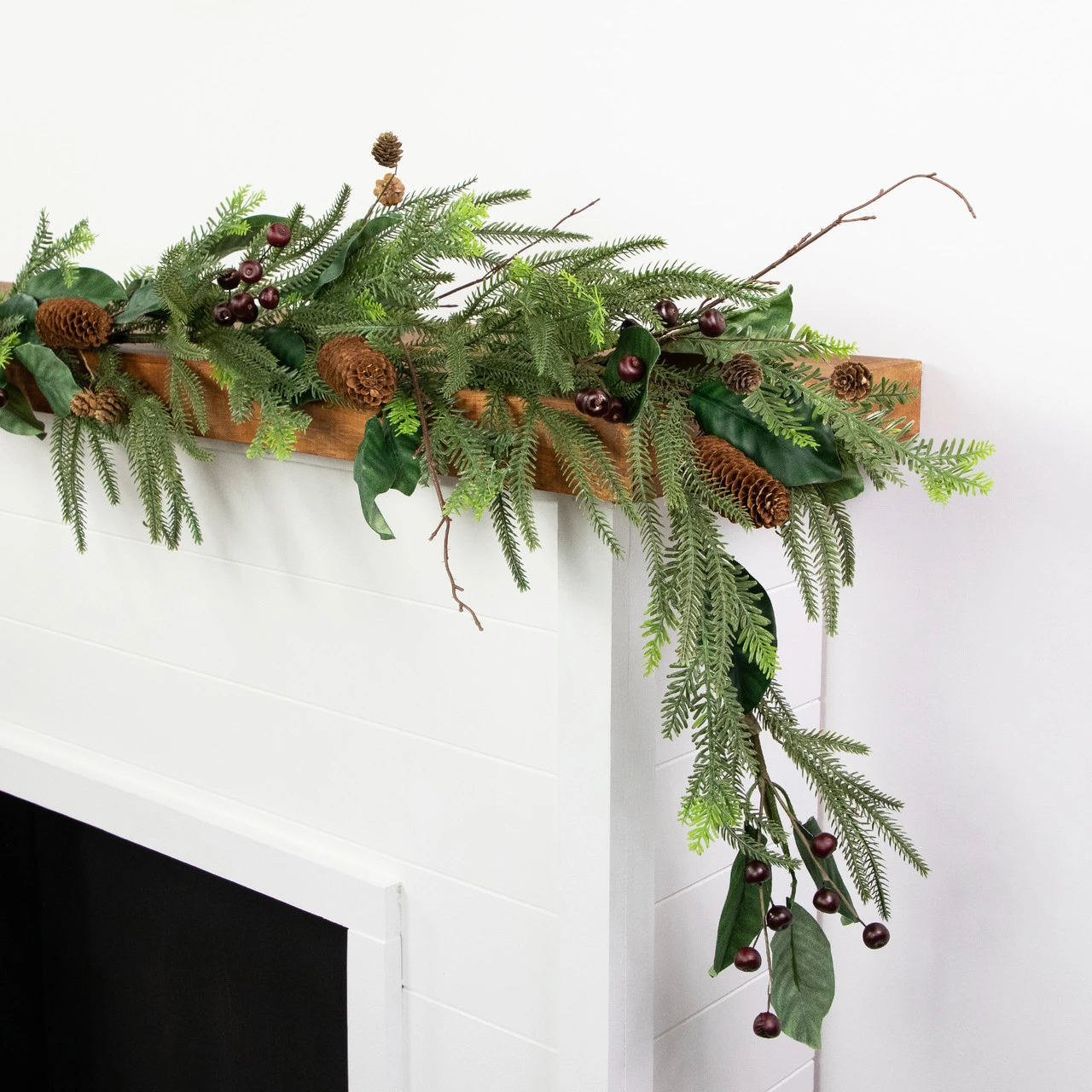 6' Mixed Foliage With Pine Cones And Berries Christmas Garland, Unlit - Image 4