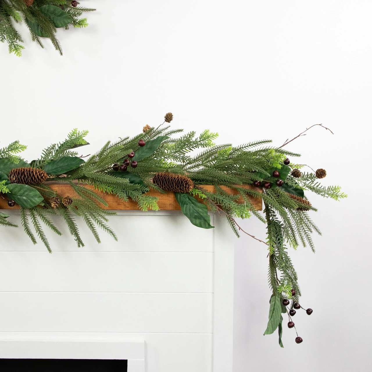 6' Mixed Foliage With Pine Cones And Berries Christmas Garland, Unlit - Image 3