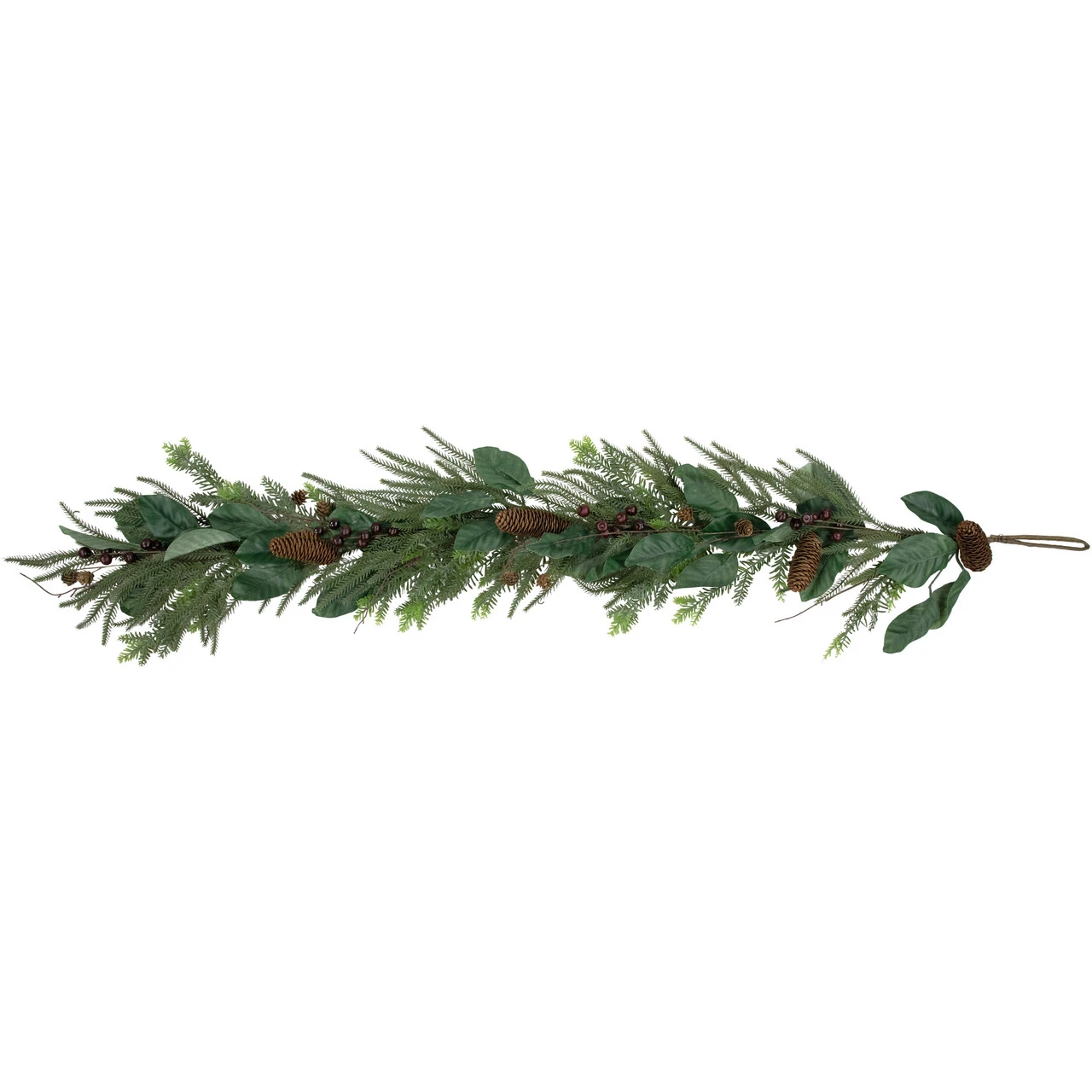 6' Mixed Foliage With Pine Cones And Berries Christmas Garland, Unlit - Image 2
