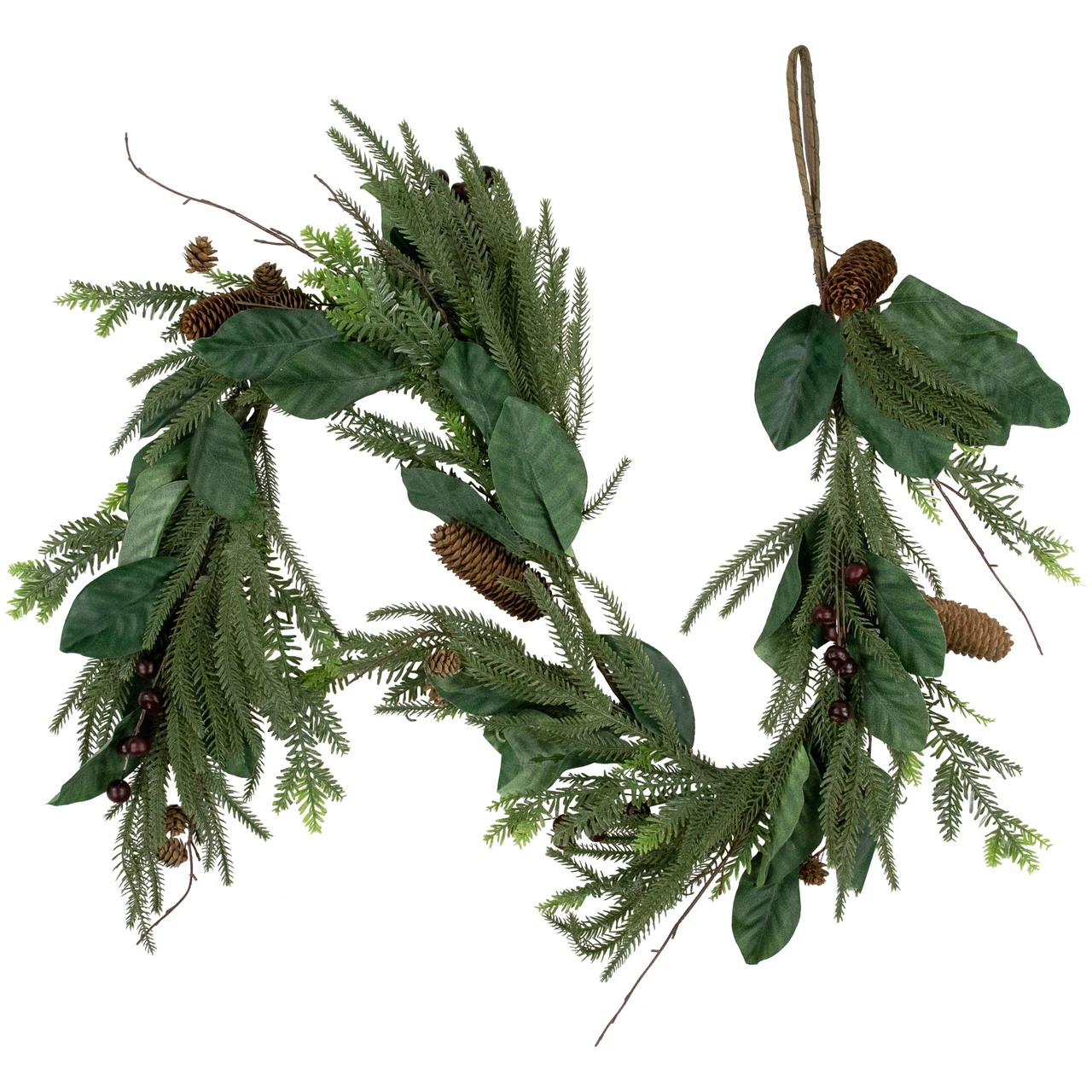 6' Mixed Foliage With Pine Cones And Berries Christmas Garland, Unlit