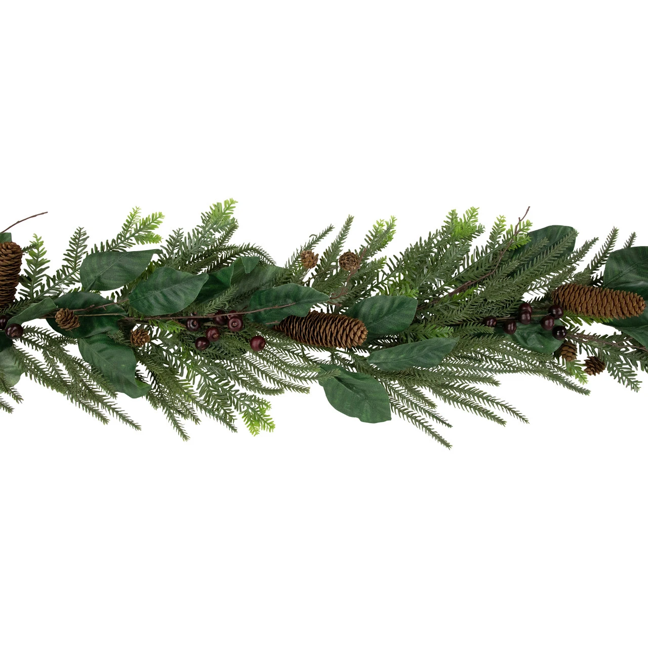 6' Mixed Foliage With Pine Cones And Berries Christmas Garland, Unlit - Image 6