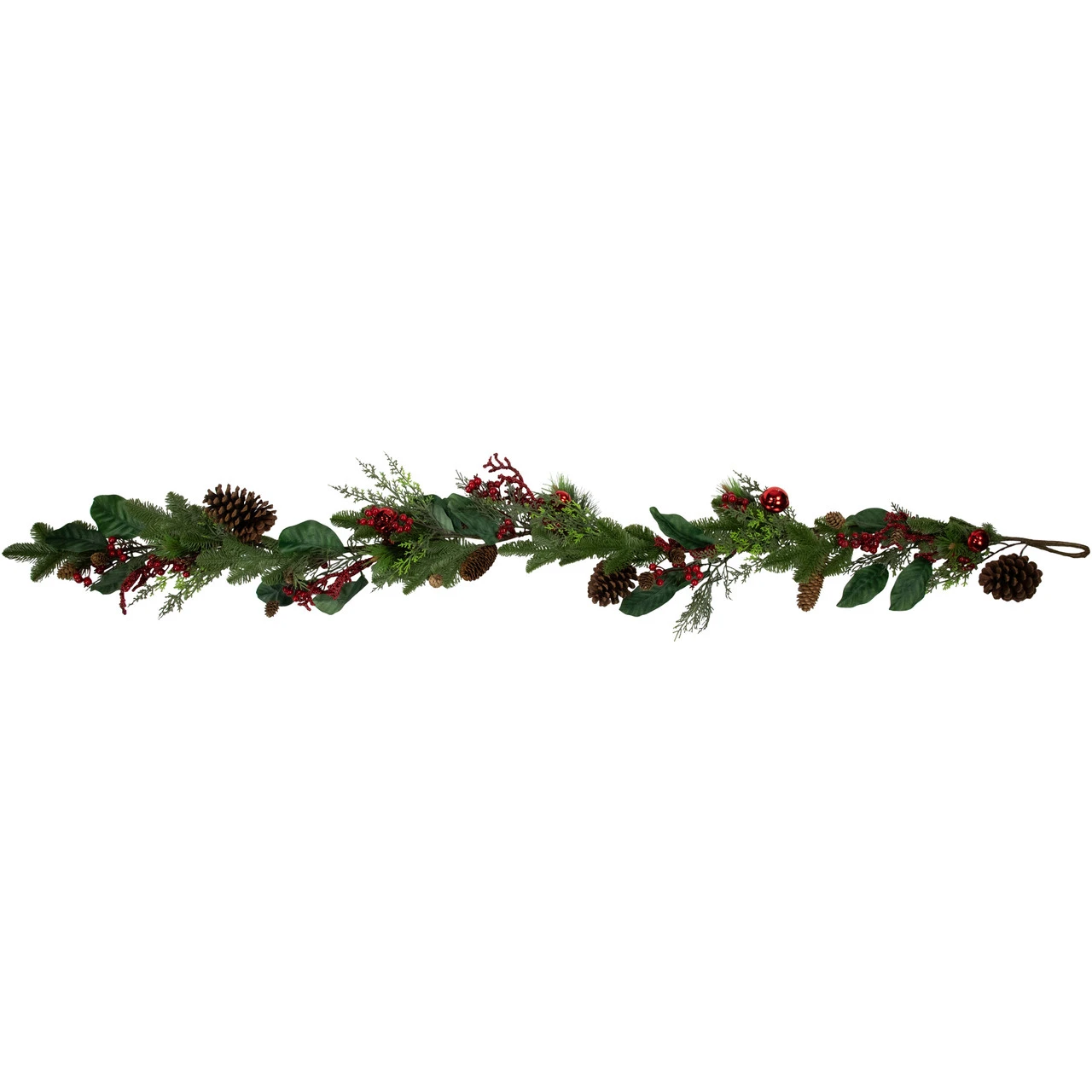 6' Green And Red Pinecones And Berries Artificial Christmas Garland- Unlit - Image 4