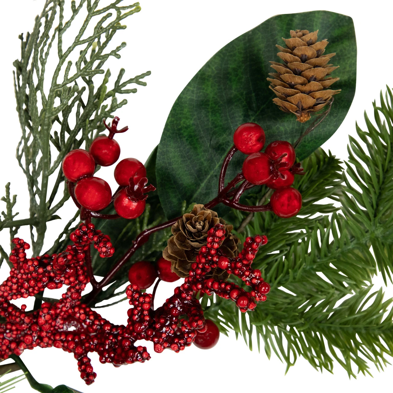 6' Green And Red Pinecones And Berries Artificial Christmas Garland- Unlit - Image 6