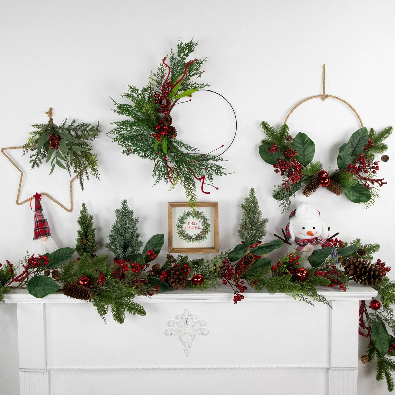 6' Green And Red Pinecones And Berries Artificial Christmas Garland- Unlit - Image 3