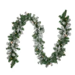 9' X 10" Pre-lit Heavily Flocked Pine Artificial Christmas Garland - Clear Lights
