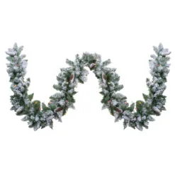 9' X 10" Pre-Lit Flocked Pine Artificial Christmas Garland - Multi Color Lights