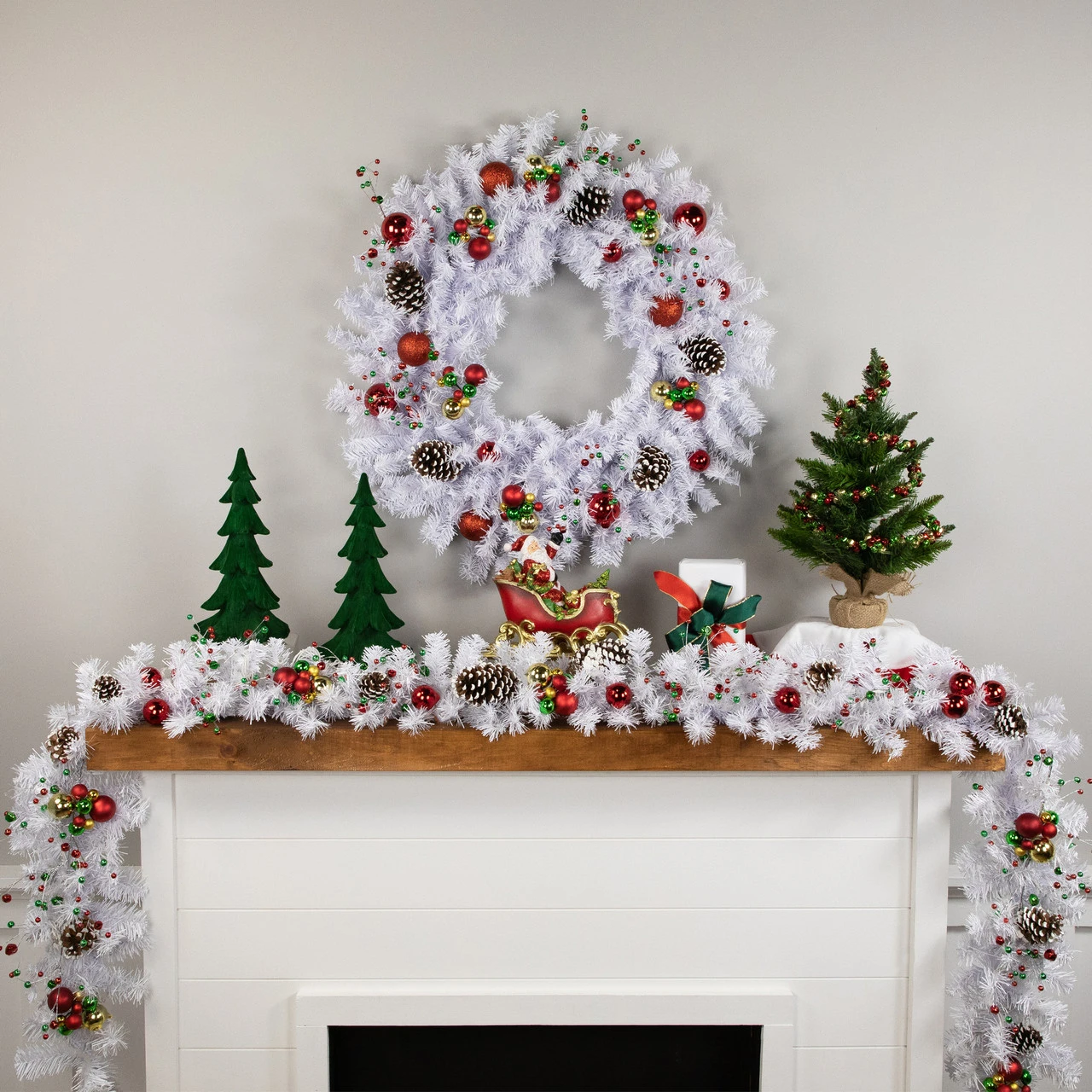 9' X 10" White Iridescent Mixed Pine Artificial Christmas Garland - Unlit - Image 2