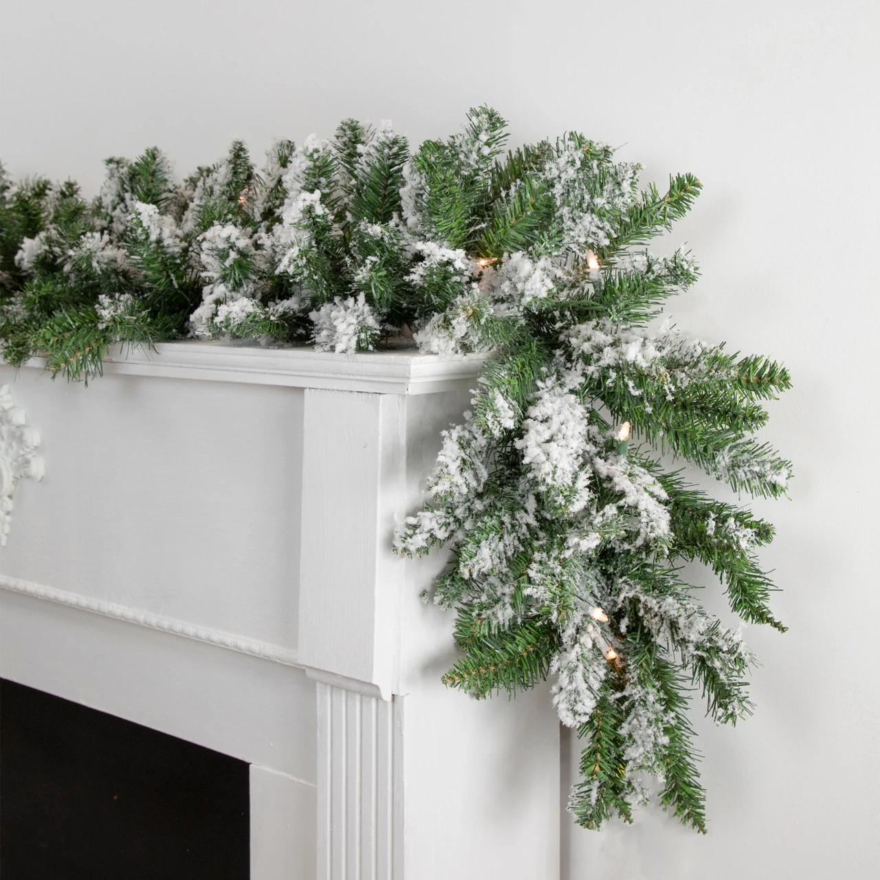 9' X 10" Pre-lit Snow Mountain Pine Artificial Christmas Garland - Clear Lights - Image 2