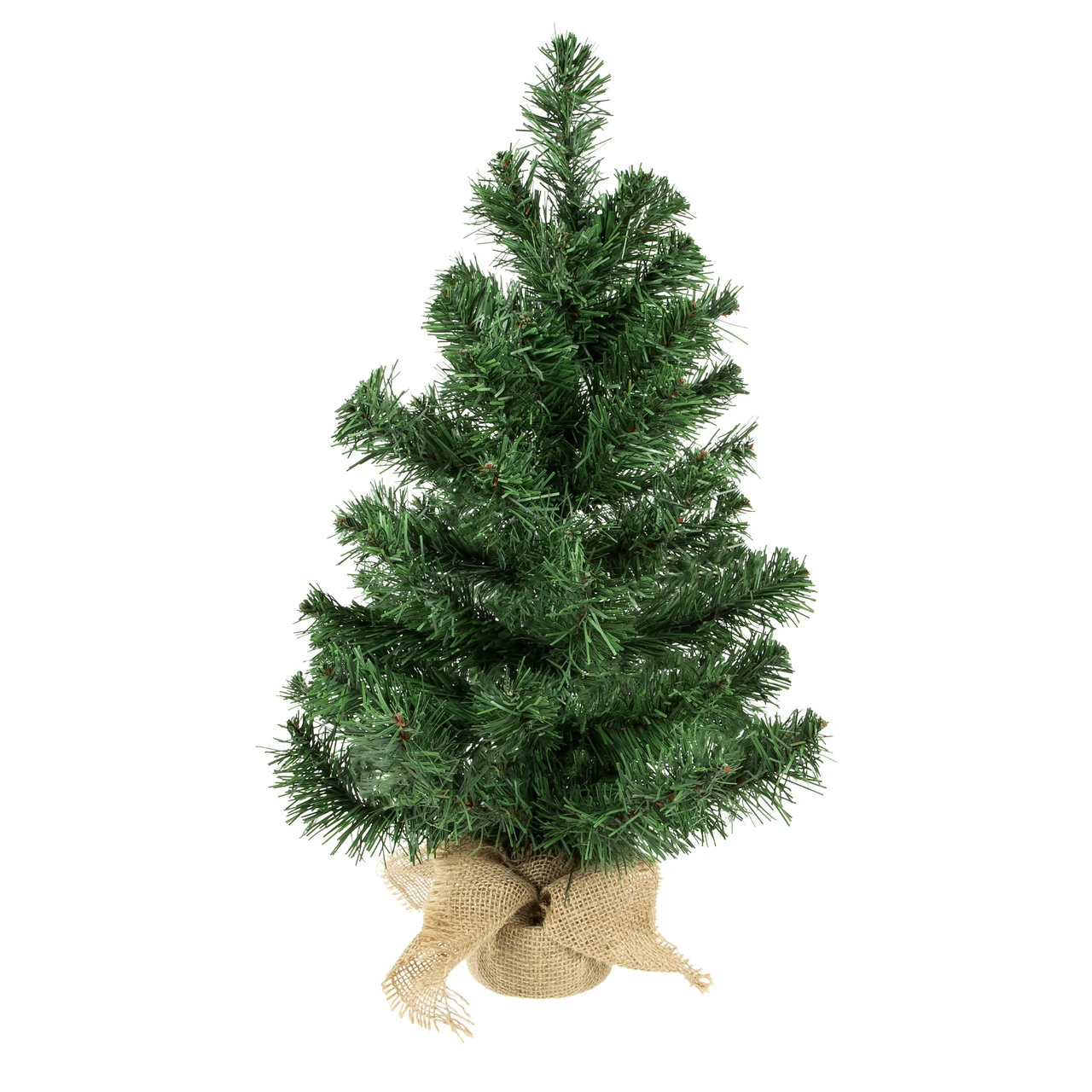 18" Medium Traditional Green Mini Pine Artificial Christmas Tree In Burlap Sack - Unlit