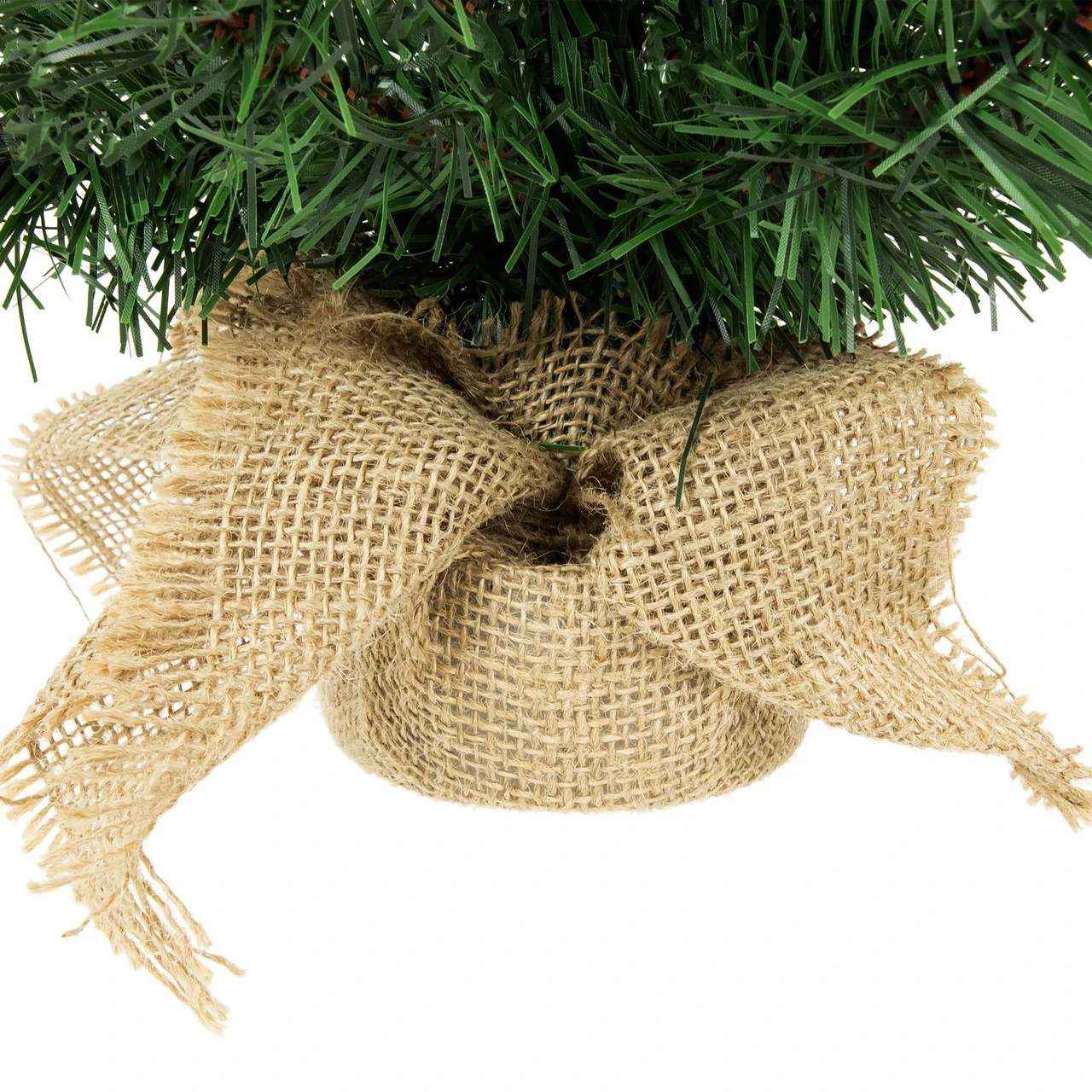 18" Medium Traditional Green Mini Pine Artificial Christmas Tree In Burlap Sack - Unlit - Image 3