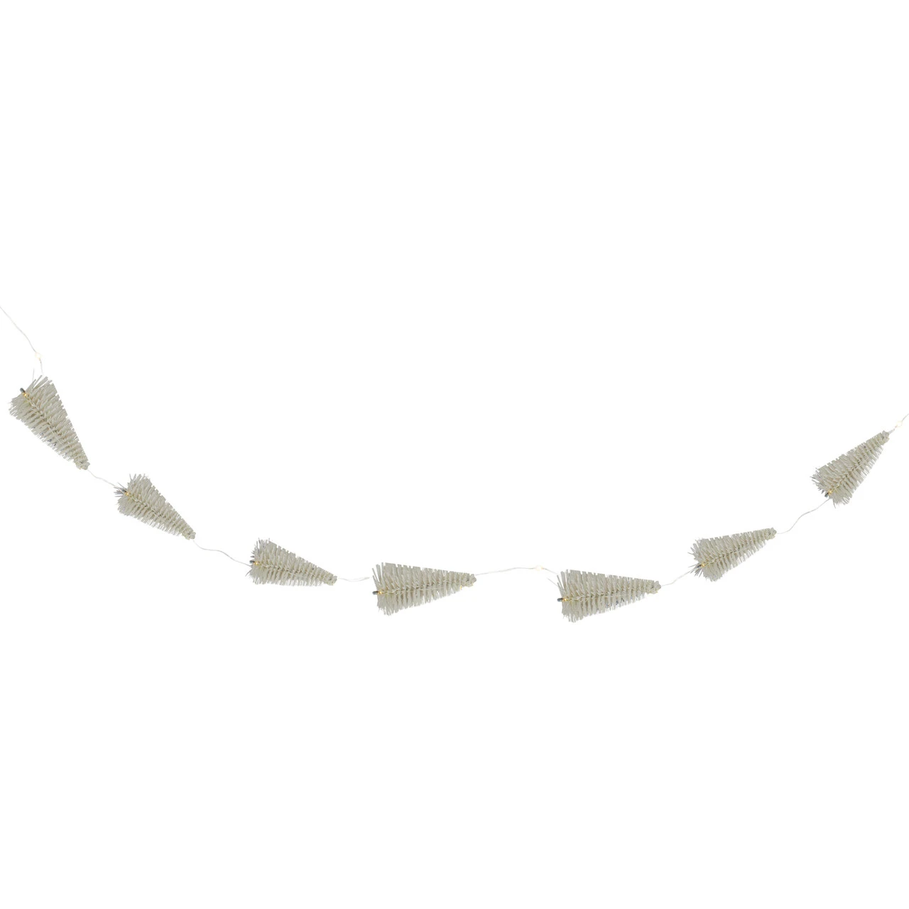 6.5' LED Lighted White Mini Sisal Tree Christmas Garland - Warm White Lights - Image 3