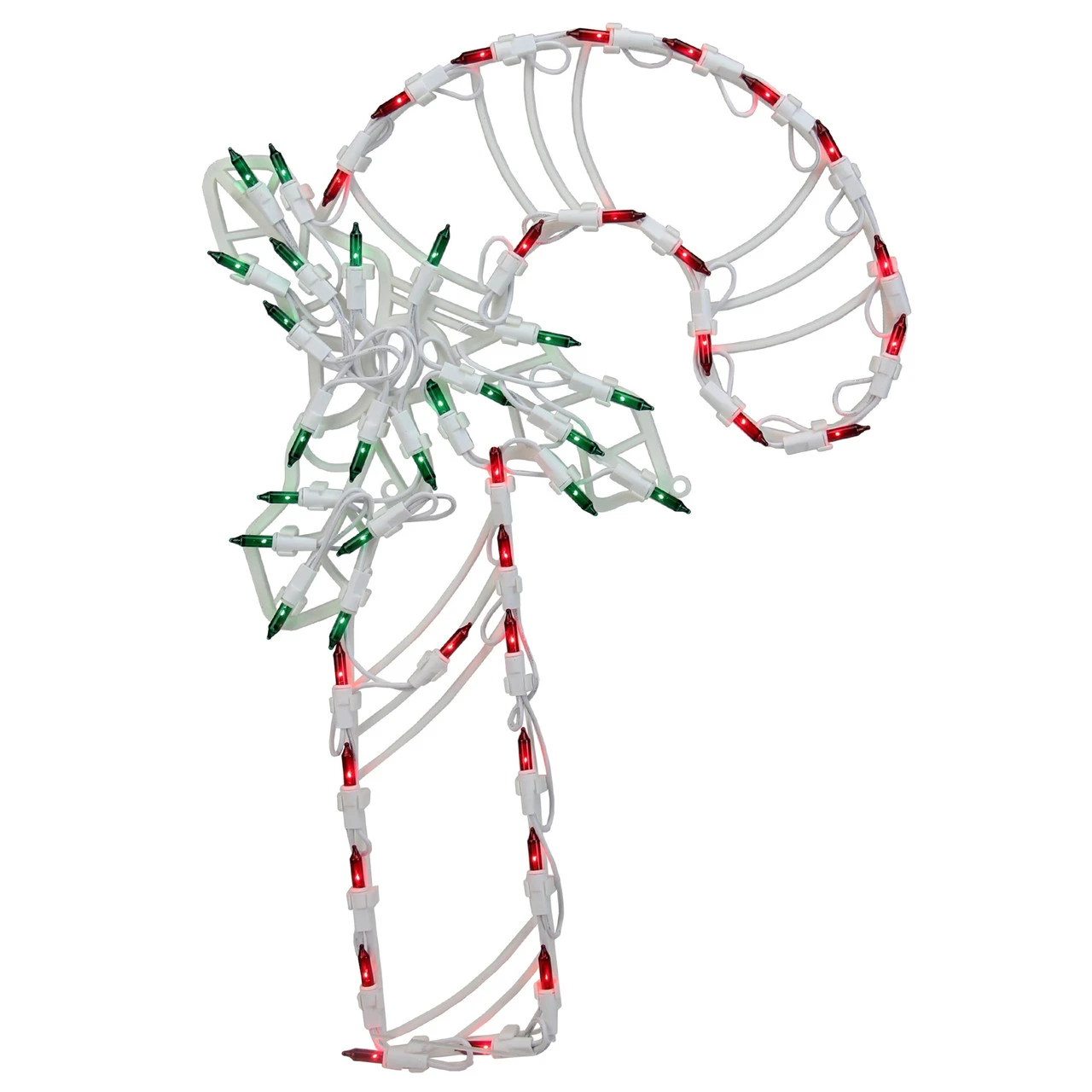 18" Lighted Candy Cane With Holly Christmas Window Silhouette Decoration - Image 2