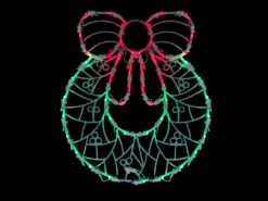 16" Red And Green Led Lighted Wreath Christmas Window Silhouette Decoration