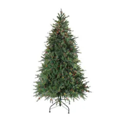 6.5' Pre-Lit Full Hunter Fir Artificial Christmas Tree - Multicolor Lights