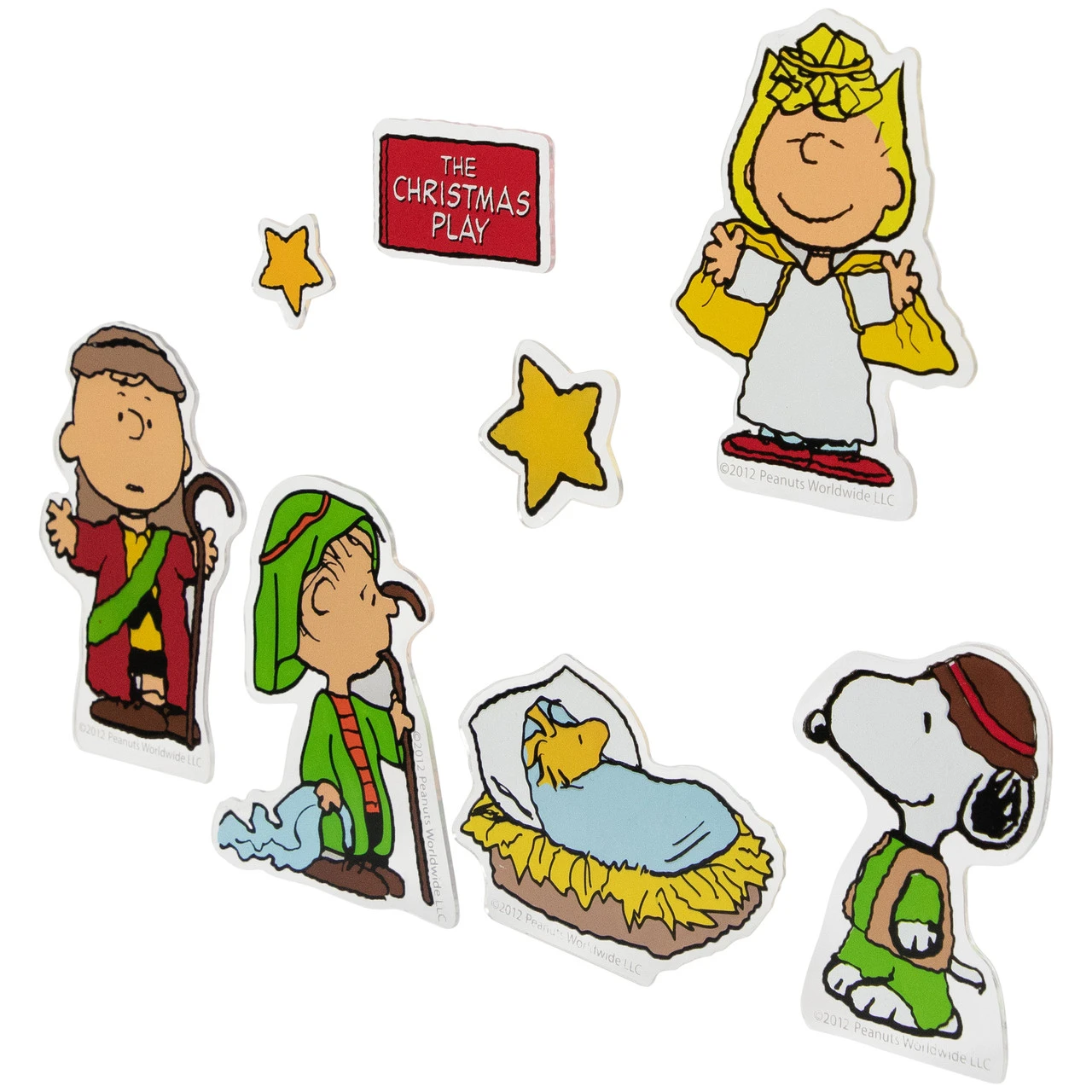 8-Piece Peanuts Christmas Nativity Double Sided Window Cling Decorations - Image 3