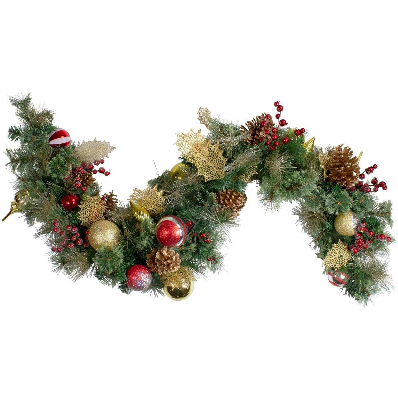 6' X 1" Foliage Pinecones And Berries Artificial Christmas Garland - Unlit - Image 2