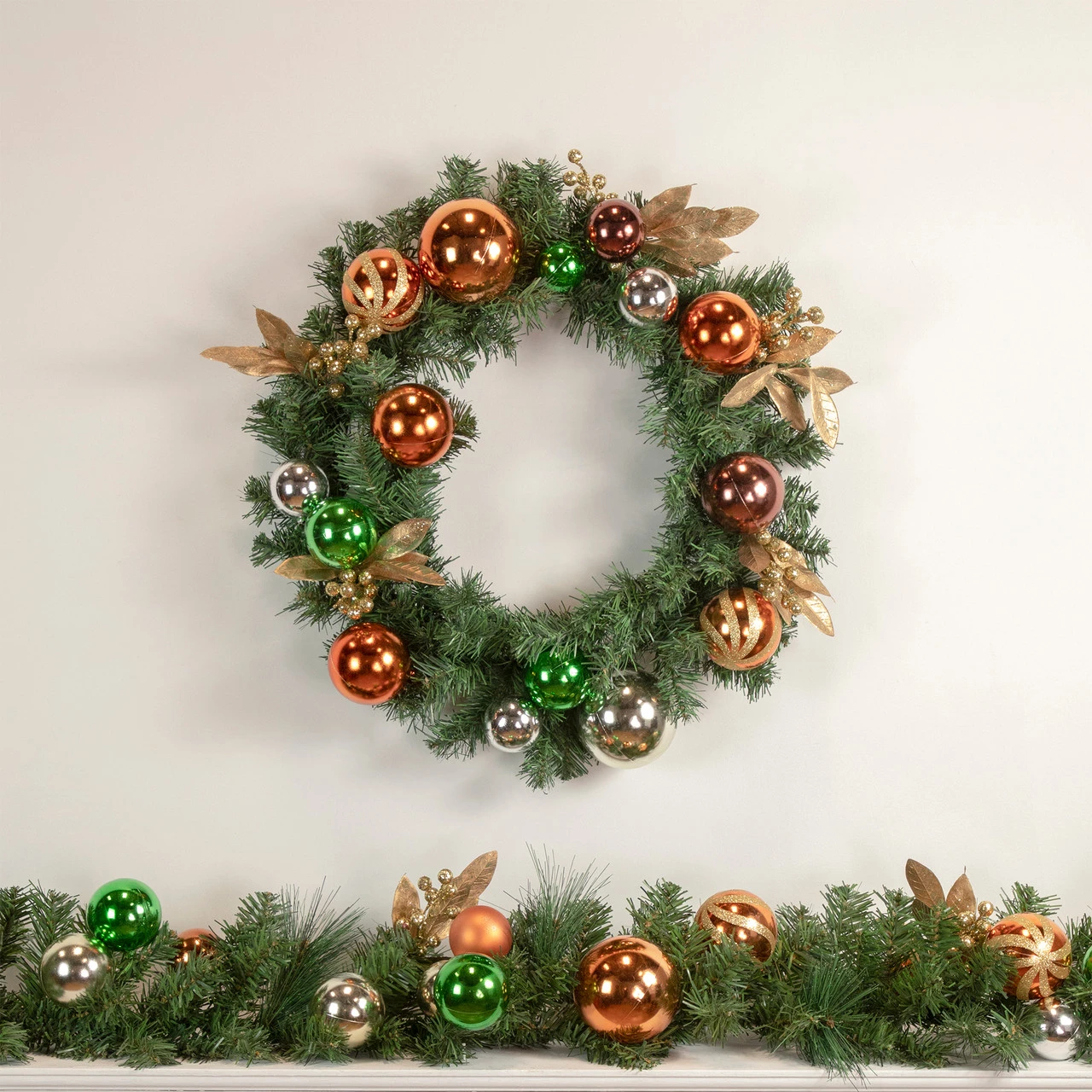 6' X 12'' Green Artificial Mixed Foliage With Ornaments Christmas Garland, Unlit - Image 2