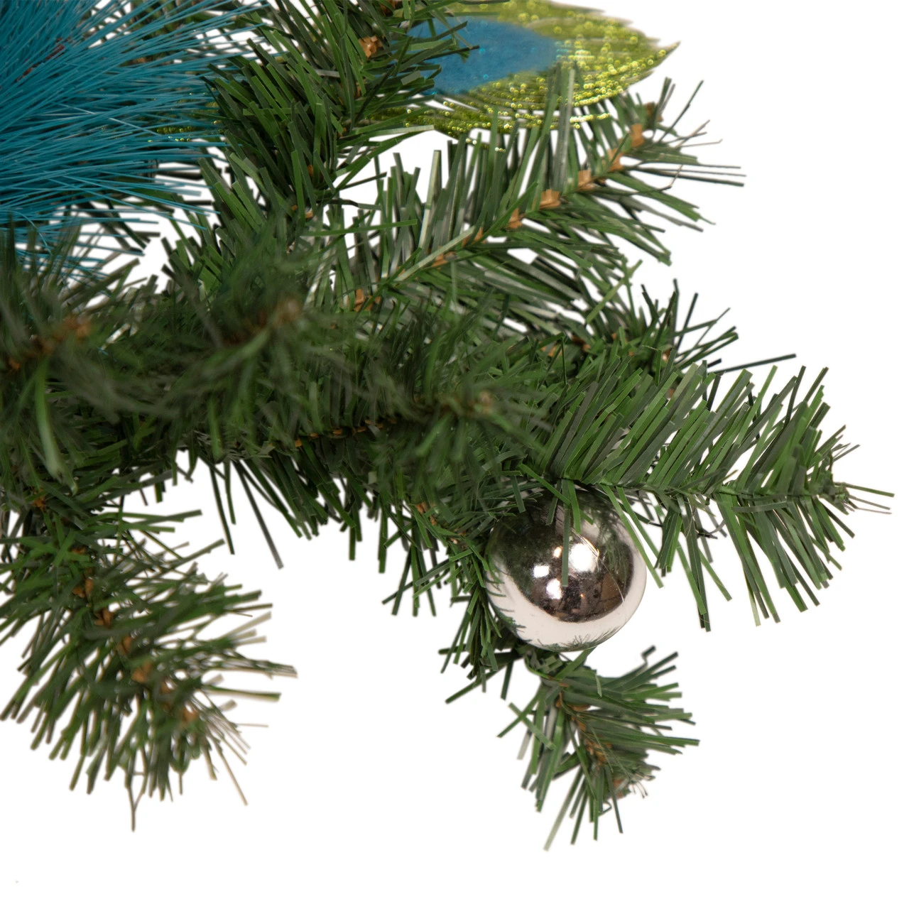 6' X 9" Peacock Feather And Poinsettia Artificial Christmas Garland, Unlit - Image 3