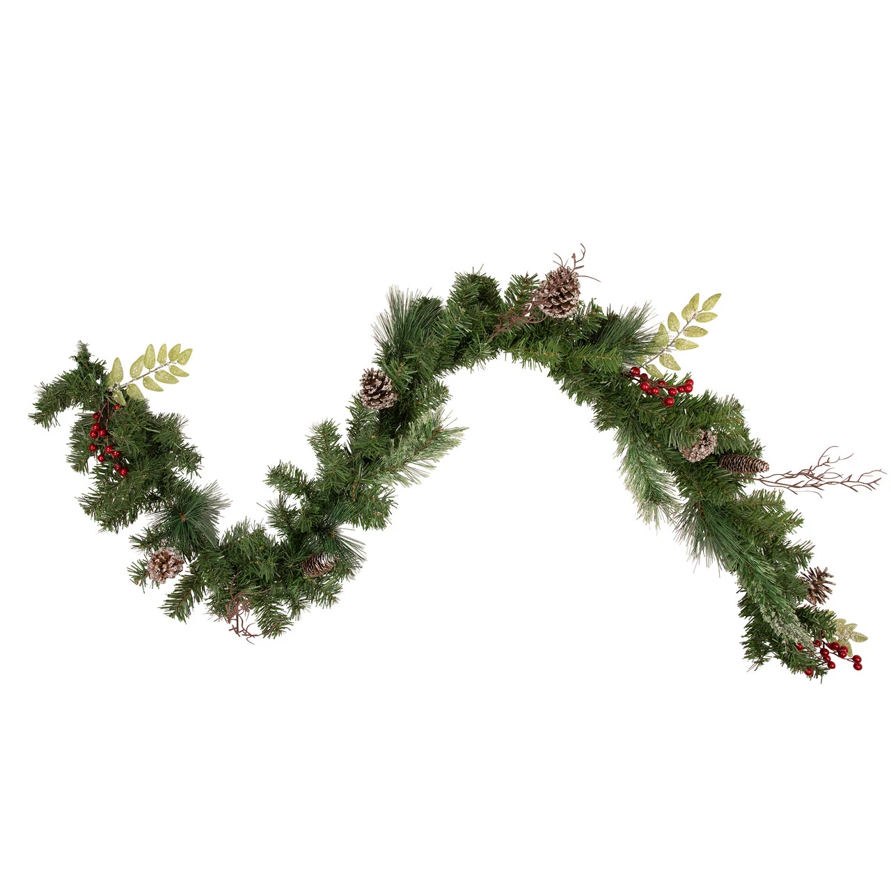 6' X 9" Pre-Decorated Frosted Pinecone And Berry Artificial Christmas Garland, Unlit
