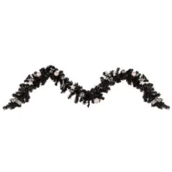 9' X 6" Pre-Lit Decorated Black Pine Artificial Christmas Garland, Cool White LED Lights