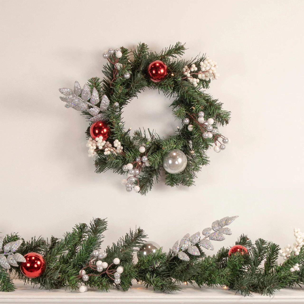 6' X 10" Pre-Lit Decorated Green Pine Artificial Christmas Garland, Warm White LED Lights - Image 2