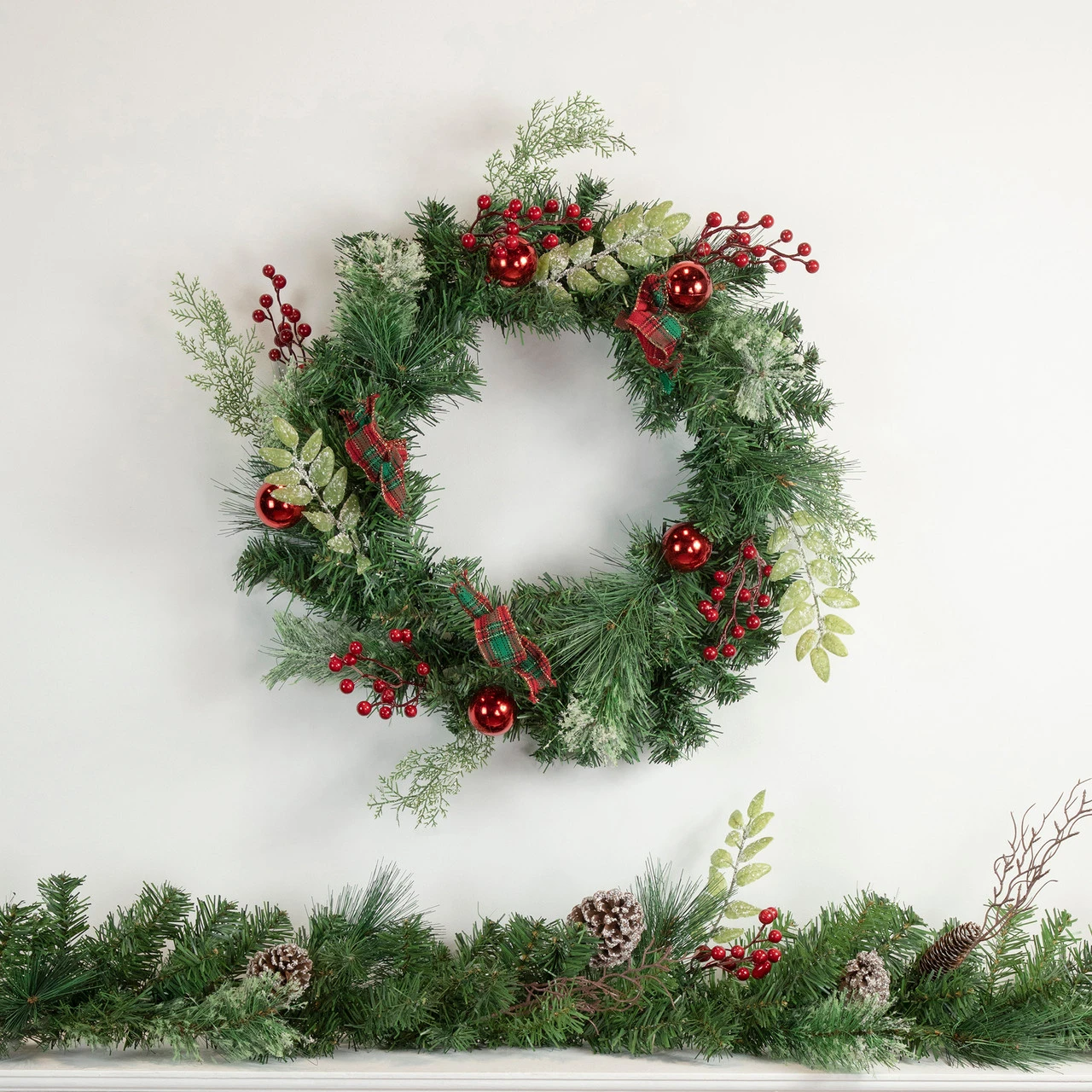 6' X 9" Pre-Decorated Frosted Pinecone And Berry Artificial Christmas Garland, Unlit - Image 2