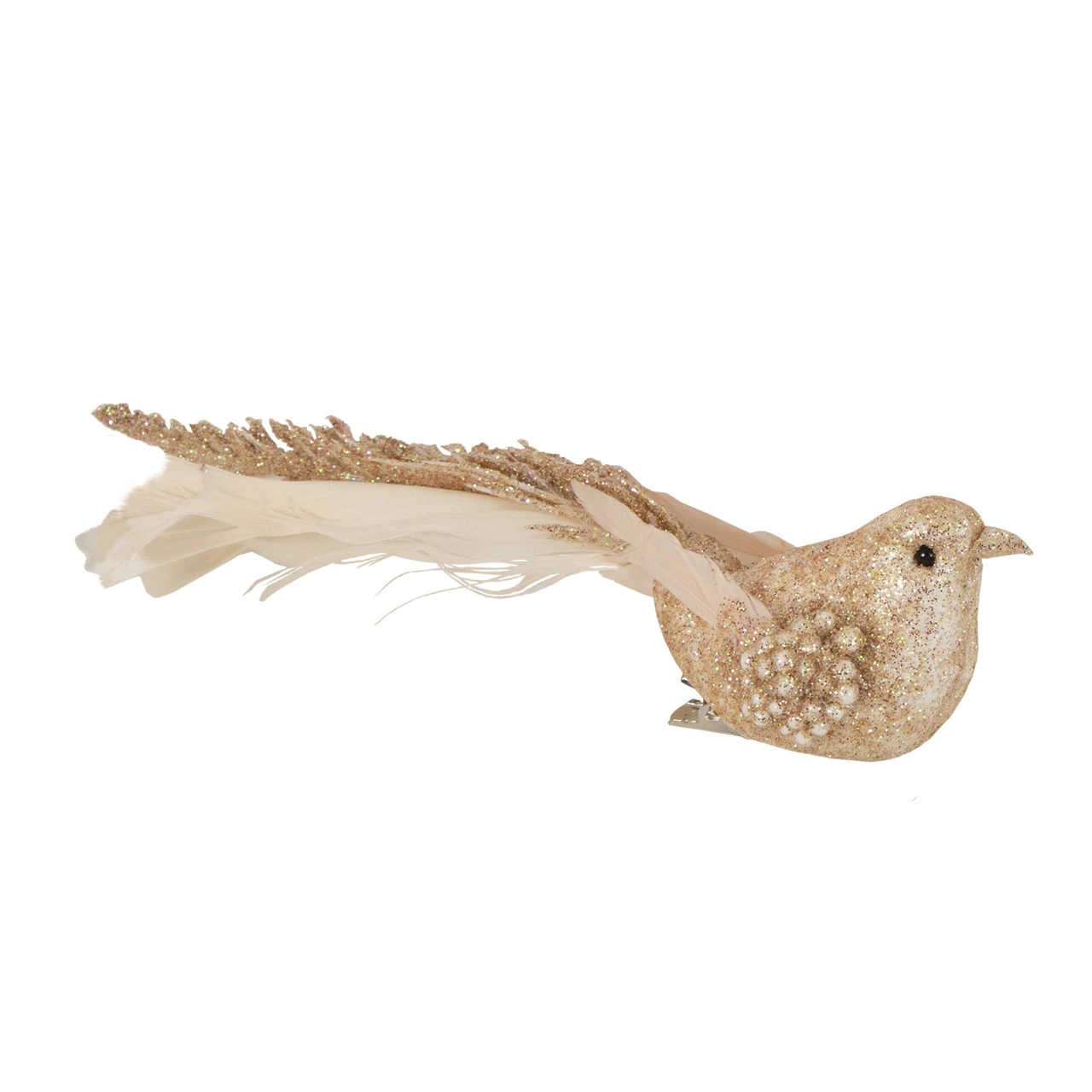 Set Of 3 Glittered Pink, White And Champagne Bird Christmas Ornament With Clip, 6.5" - Image 3