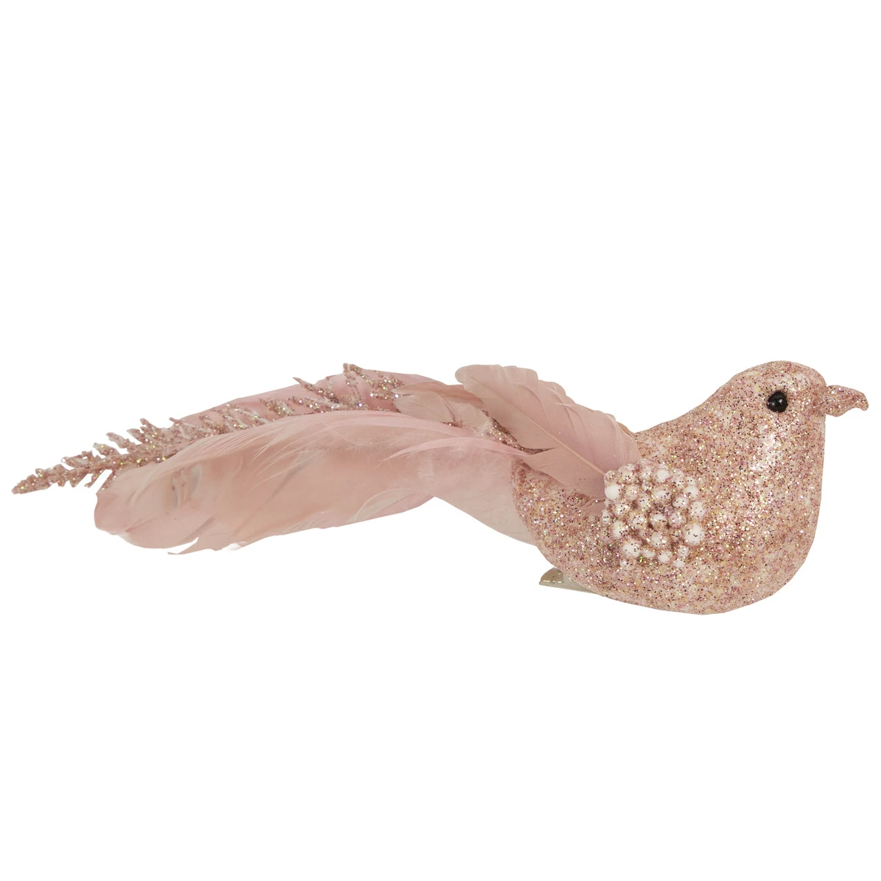 Set Of 3 Glittered Pink, White And Champagne Bird Christmas Ornament With Clip, 6.5" - Image 4