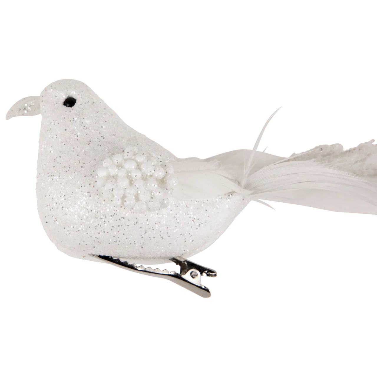 Set Of 3 Glittered Pink, White And Champagne Bird Christmas Ornament With Clip, 6.5" - Image 8