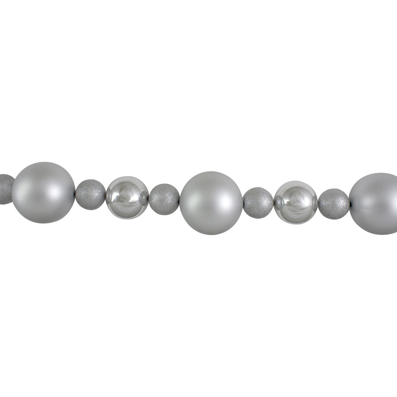 6' Shatterproof Ball 3-Finish Silver Splendor Christmas Garland - Image 3