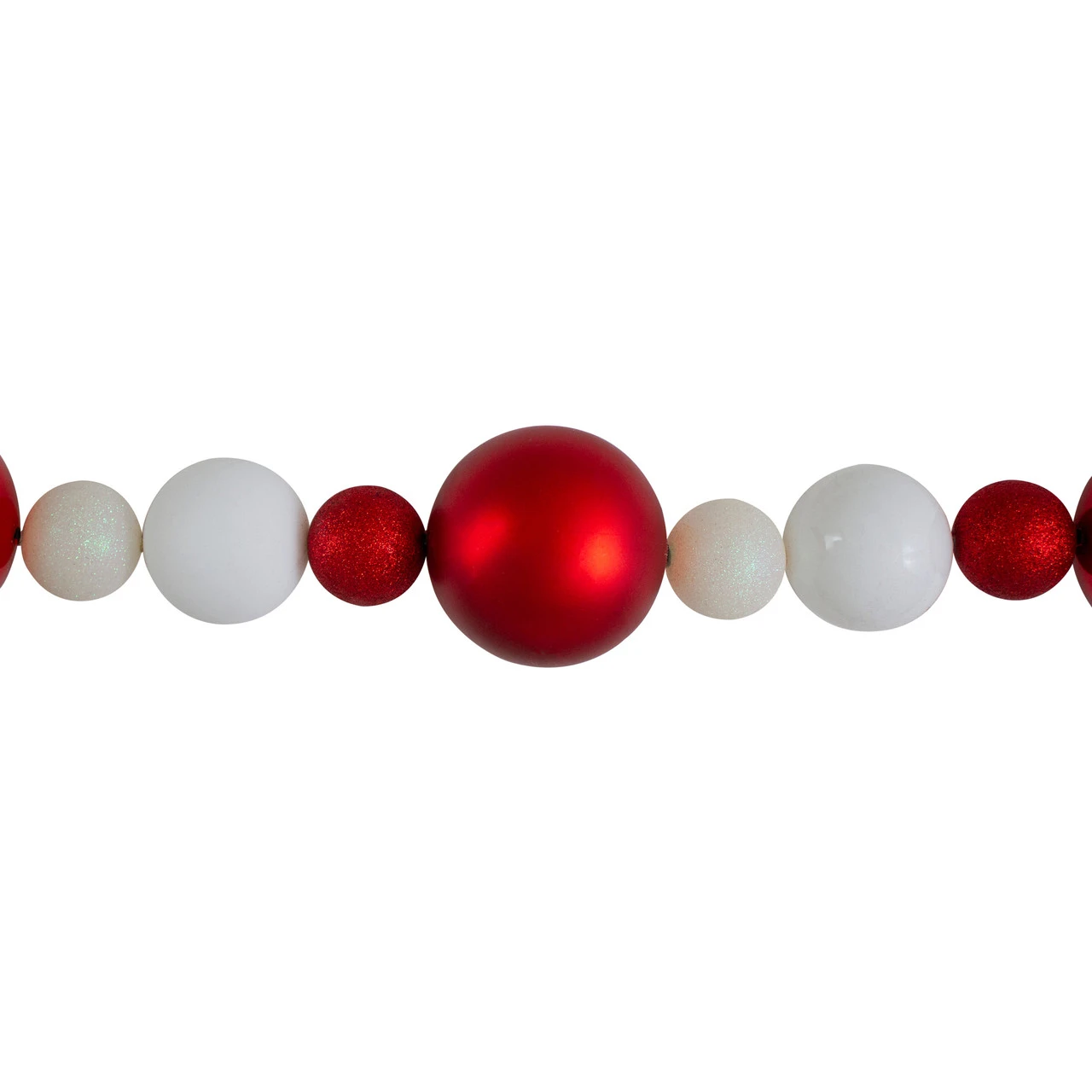 6' Shatterproof Ball 3-Finish Red And White Christmas Garland - Image 3