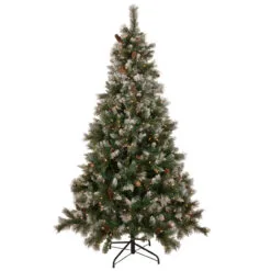 6.5' Pre-lit Snow Valley Pine Artificial Christmas Tree, Clear Lights