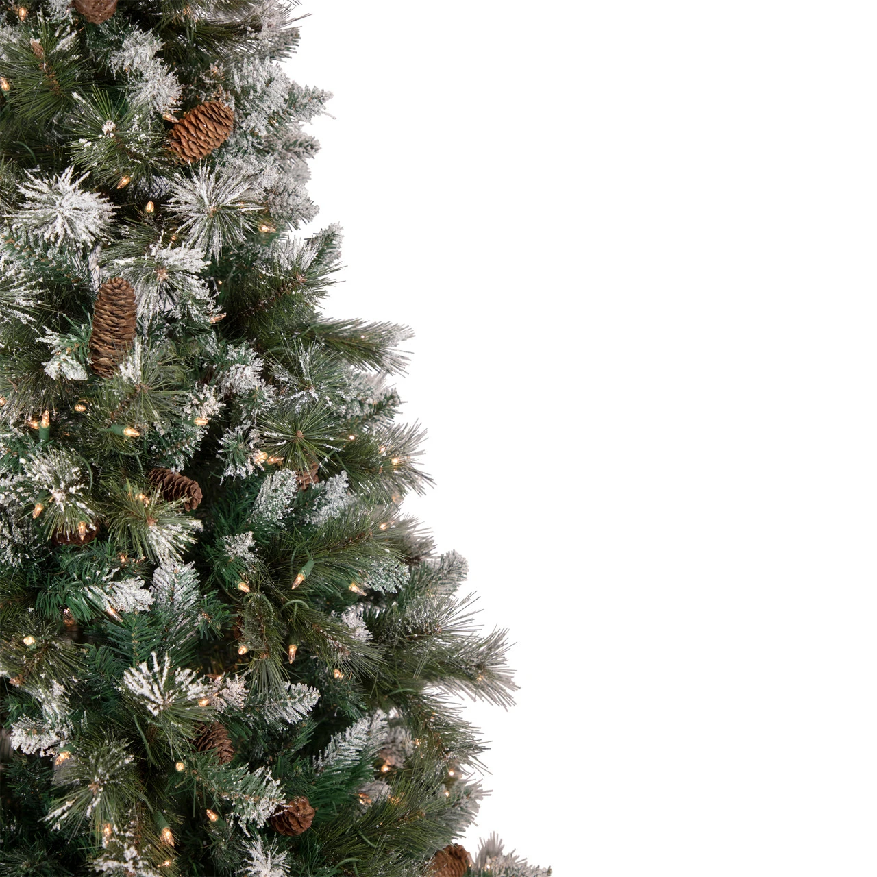6.5' Pre-lit Snow Valley Pine Artificial Christmas Tree, Clear Lights - Image 4