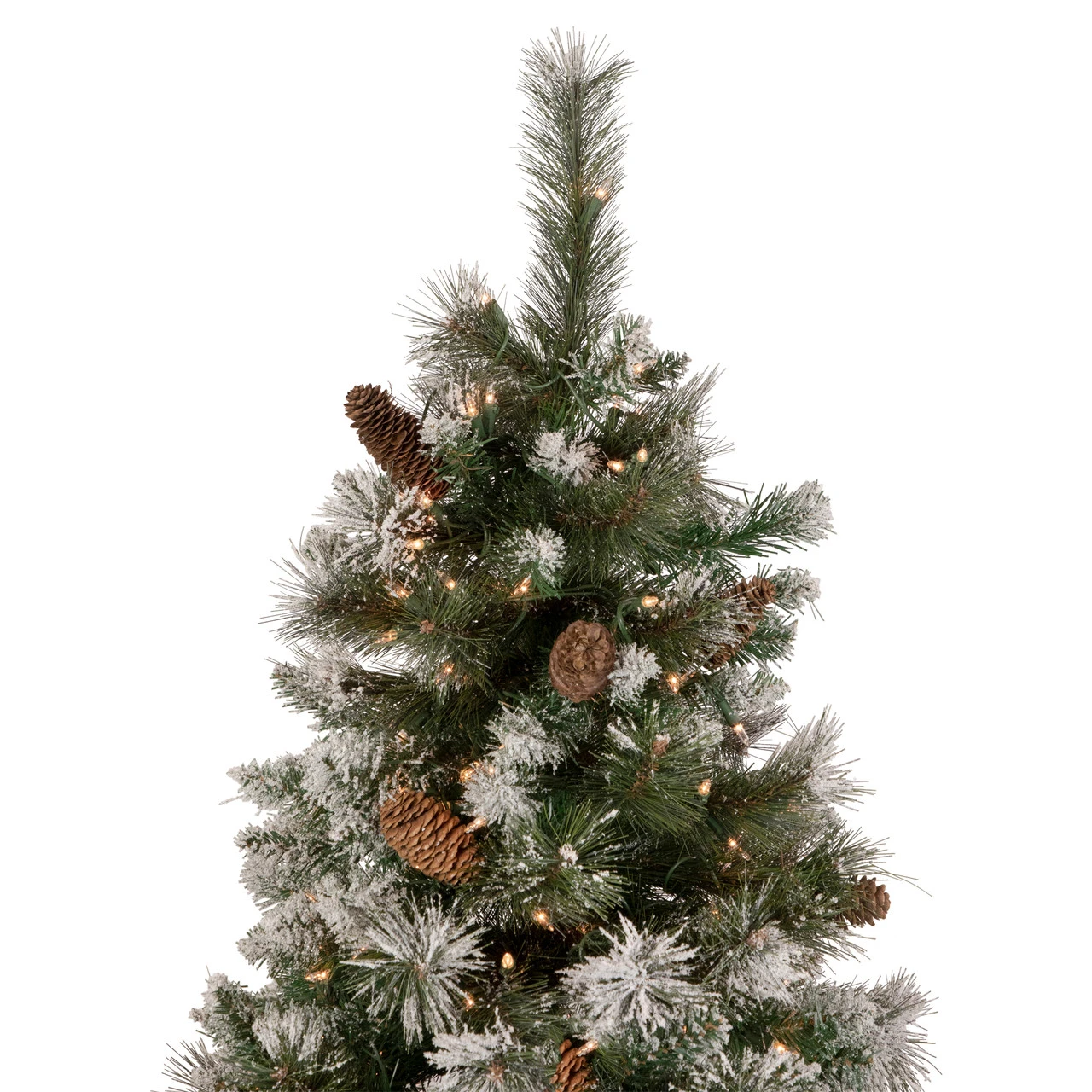 6.5' Pre-lit Snow Valley Pine Artificial Christmas Tree, Clear Lights - Image 5