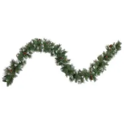9' X 10" Pre-lit Snow Valley Pine Artificial Christmas Garland, Clear Lights