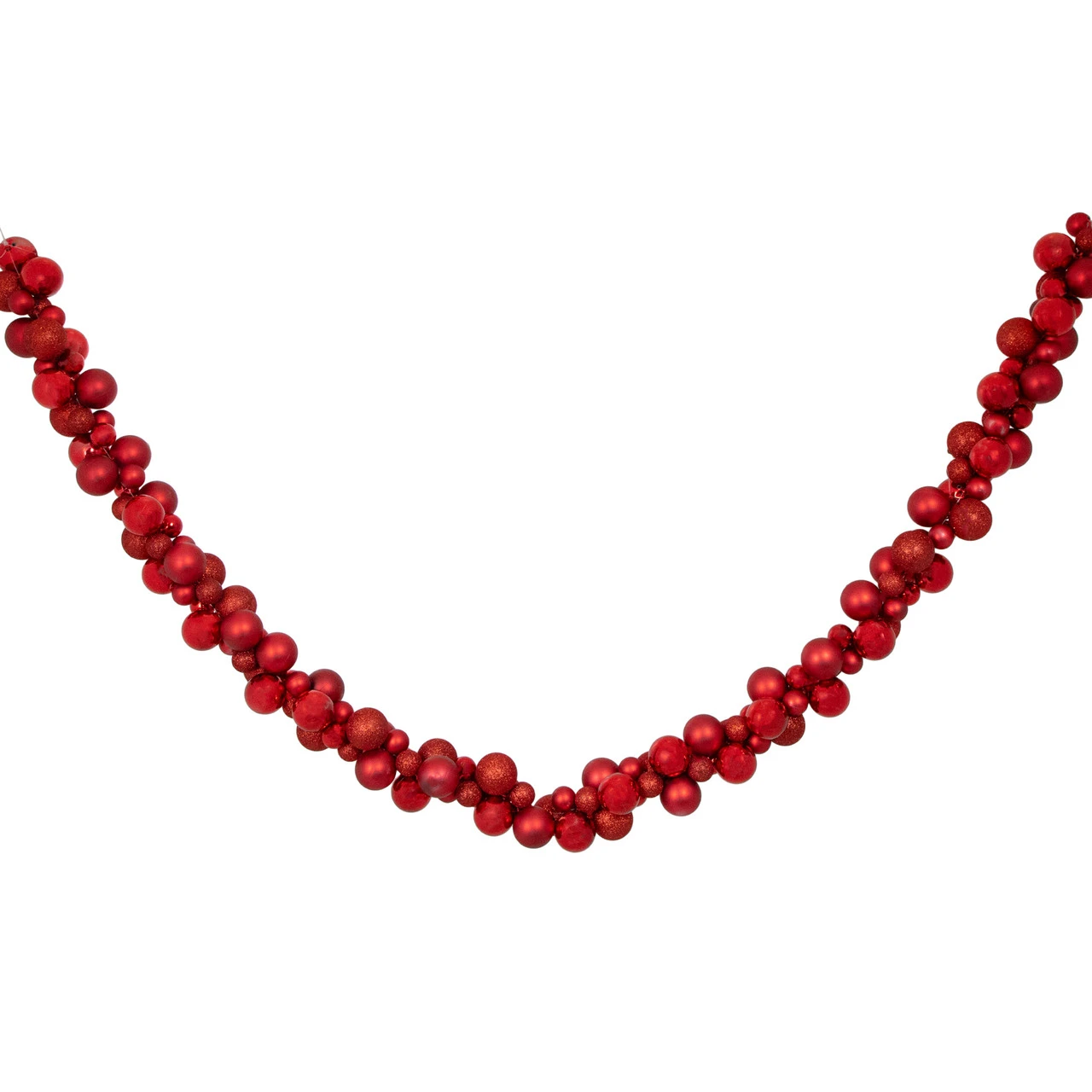 6' Red 3-Finish Shatterproof Ball Christmas Garland