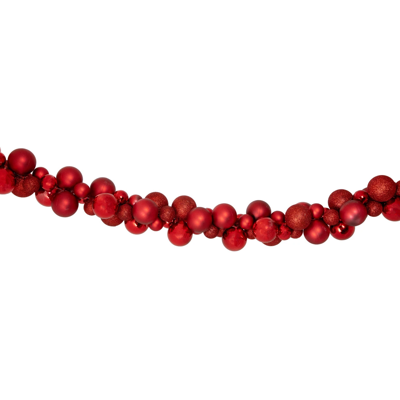 6' Red 3-Finish Shatterproof Ball Christmas Garland - Image 2