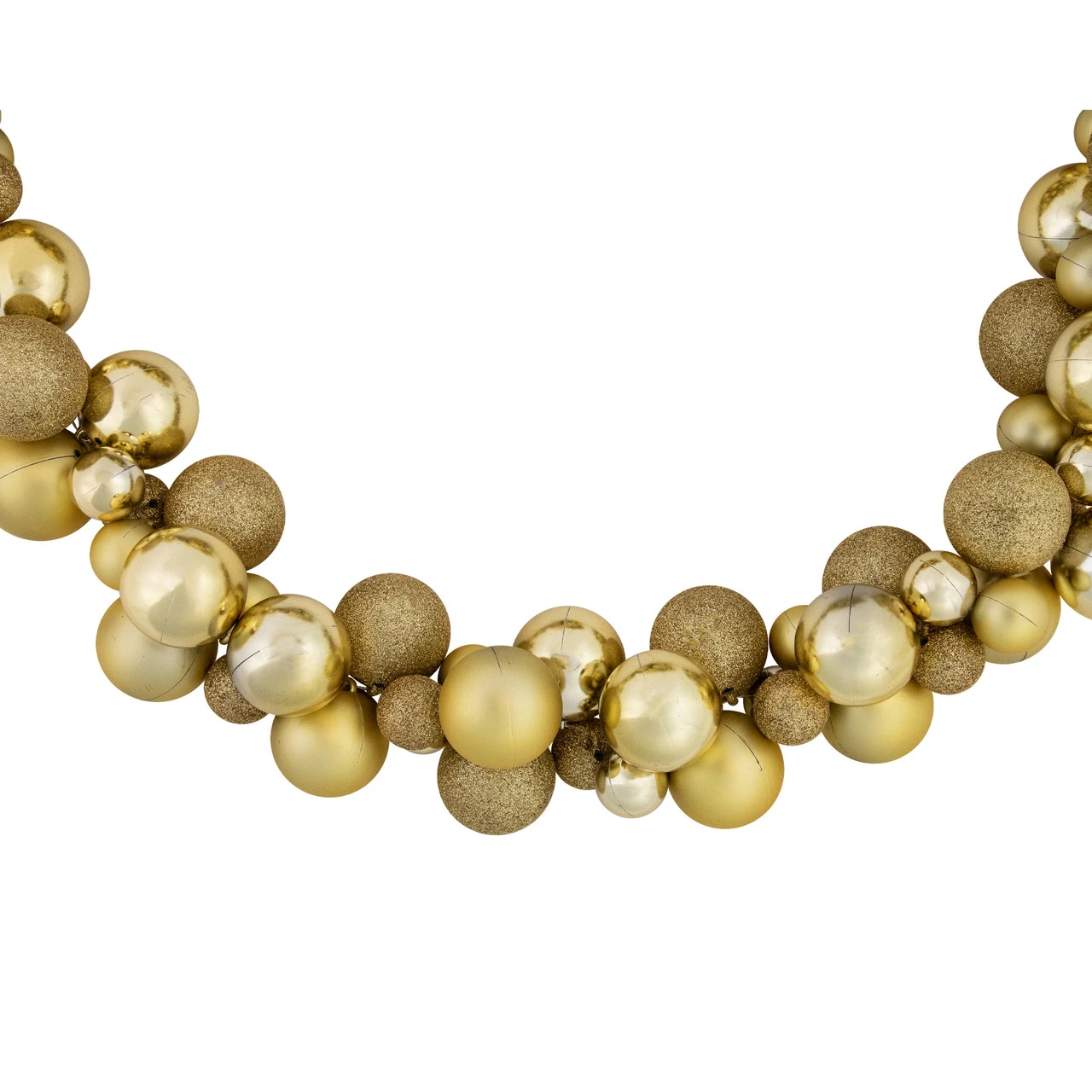 6' Shatterproof Ball Vegas Gold 3-Finish Christmas Garland - Image 4