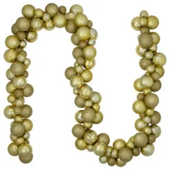 6' Shatterproof Ball Vegas Gold 3-Finish Christmas Garland