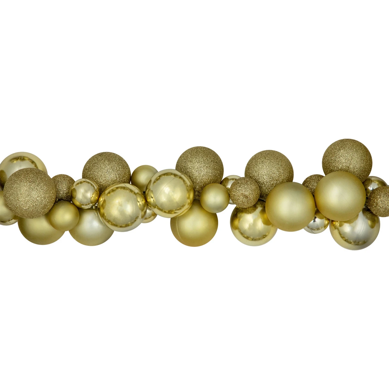 6' Shatterproof Ball Vegas Gold 3-Finish Christmas Garland - Image 5