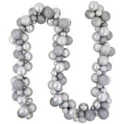 6' Silver Shatterproof Ball 3-Finish Christmas Garland