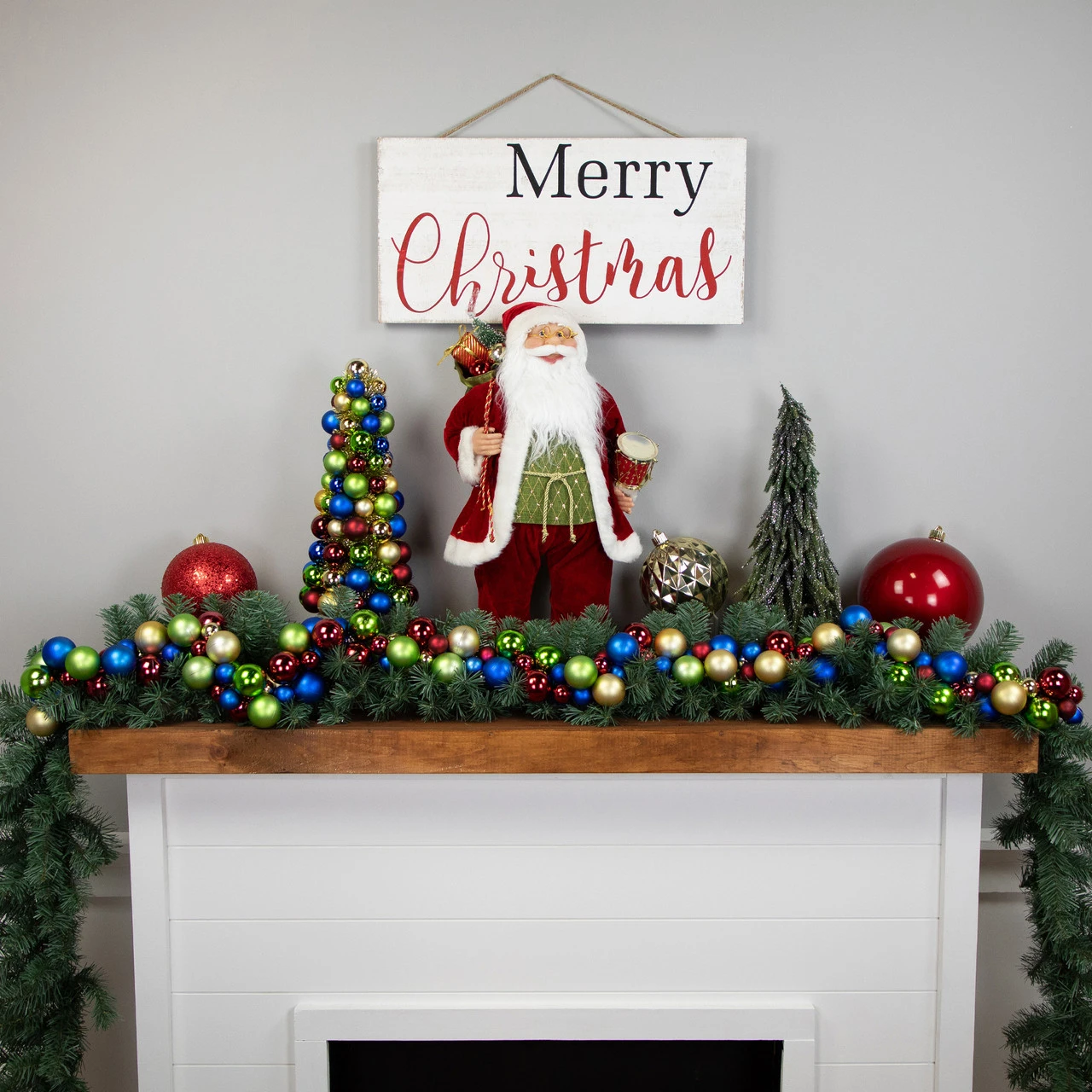 6' Multi-Color 2-Finish Shatterproof Ball Christmas Garland - Image 2