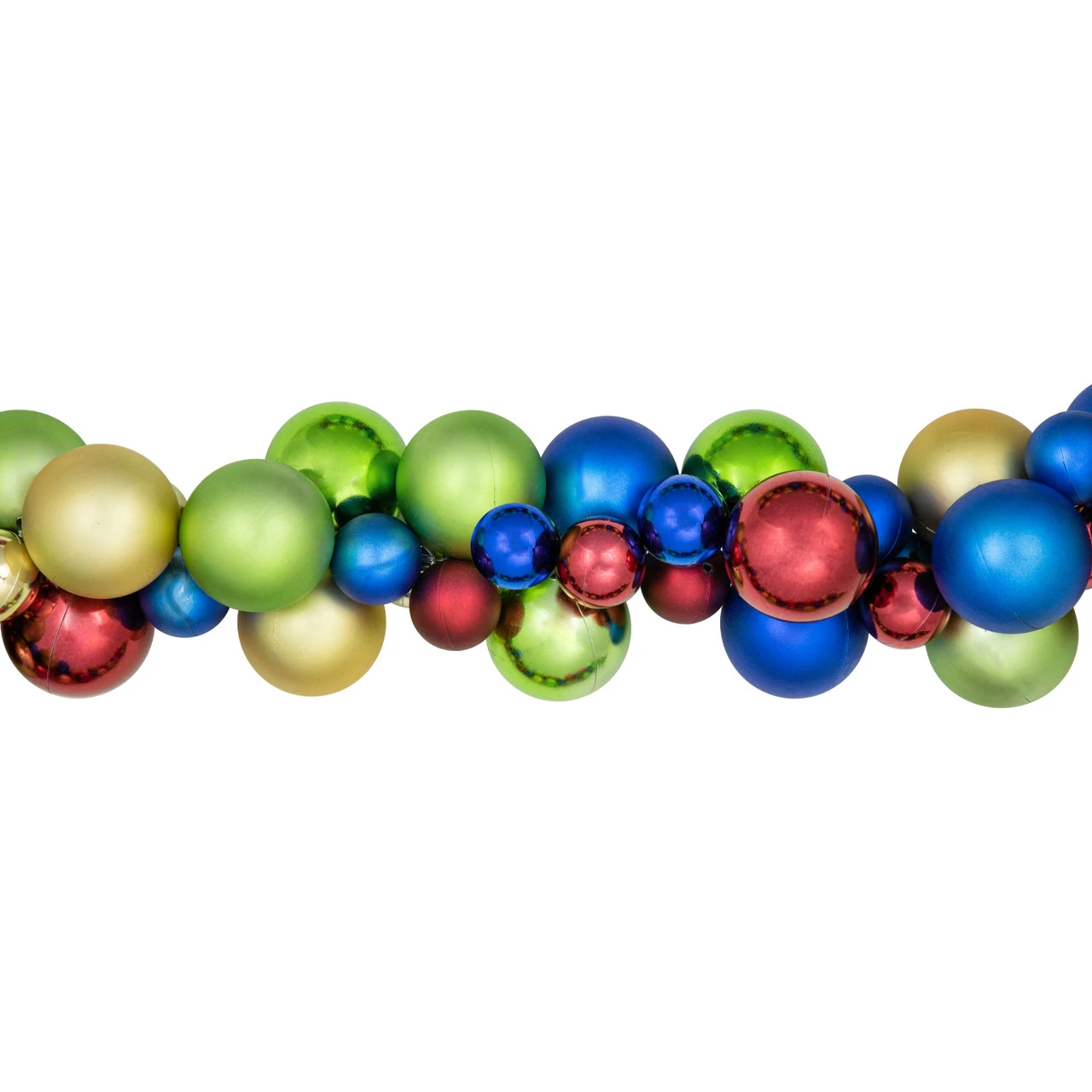 6' Multi-Color 2-Finish Shatterproof Ball Christmas Garland - Image 4