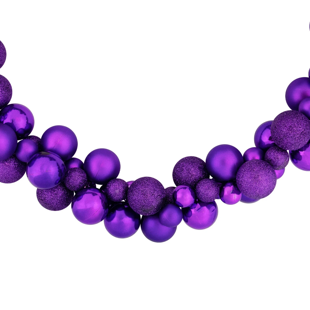 6' Purple 3-Finish Shatterproof Ball Christmas Garland - Image 5