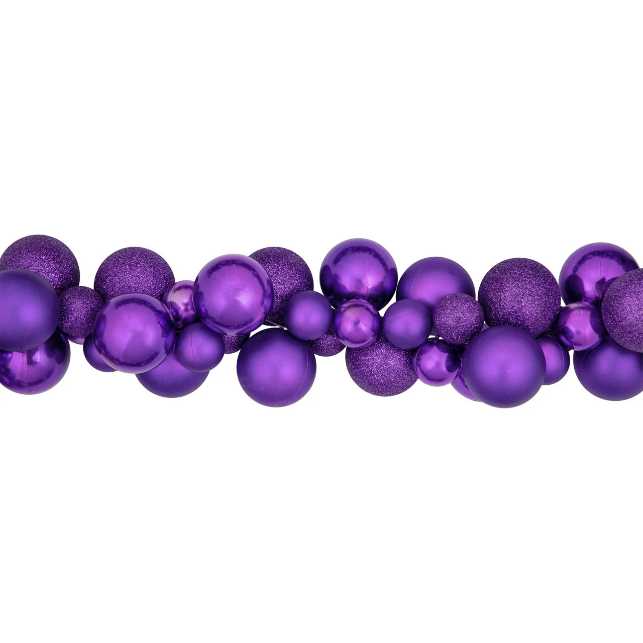 6' Purple 3-Finish Shatterproof Ball Christmas Garland - Image 4
